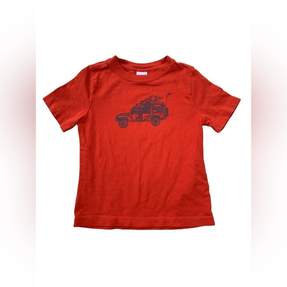 Hanna Andersson Size 110, 5, Orange Jeep Wagon Camper Van Short Sleeve Tee